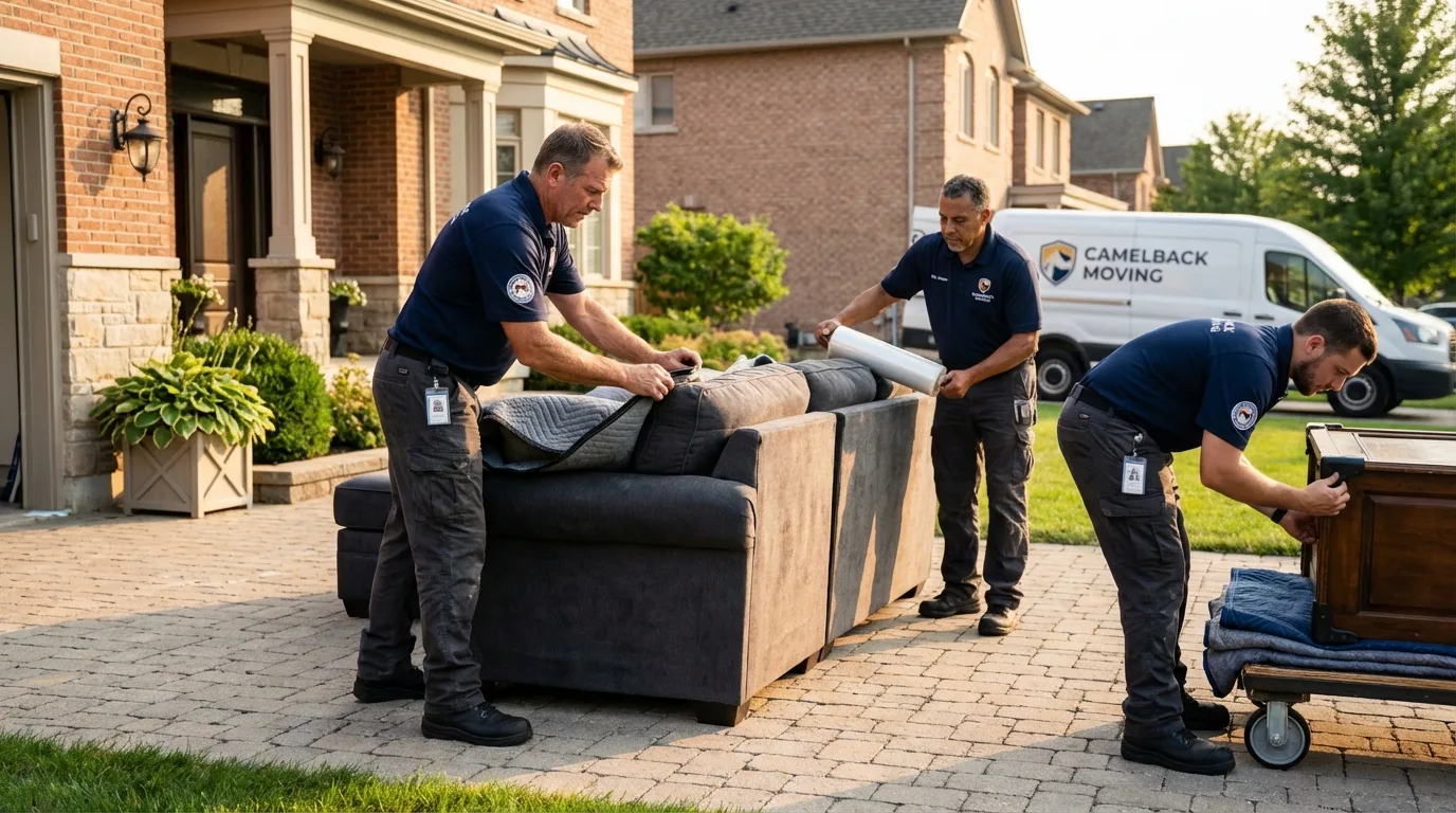 Large estate moving crew wrapping furniture in Buhl, ID