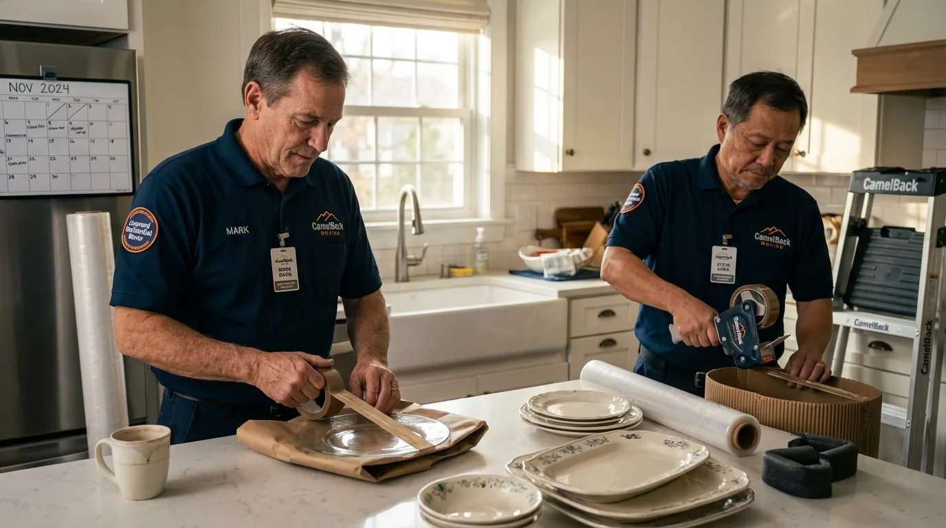 Professional crew packing kitchen dishware in Buhl, ID