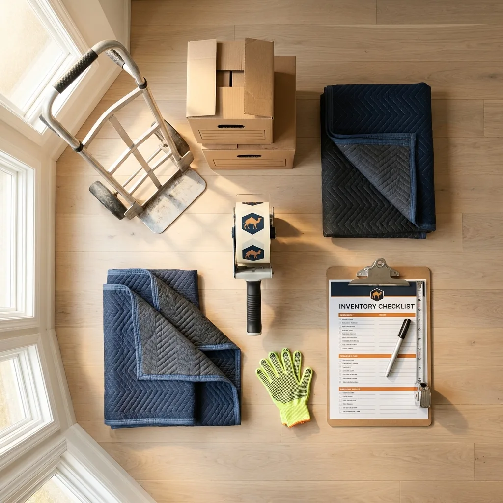 Professional moving supplies and packing materials layout for Buhl residential relocations